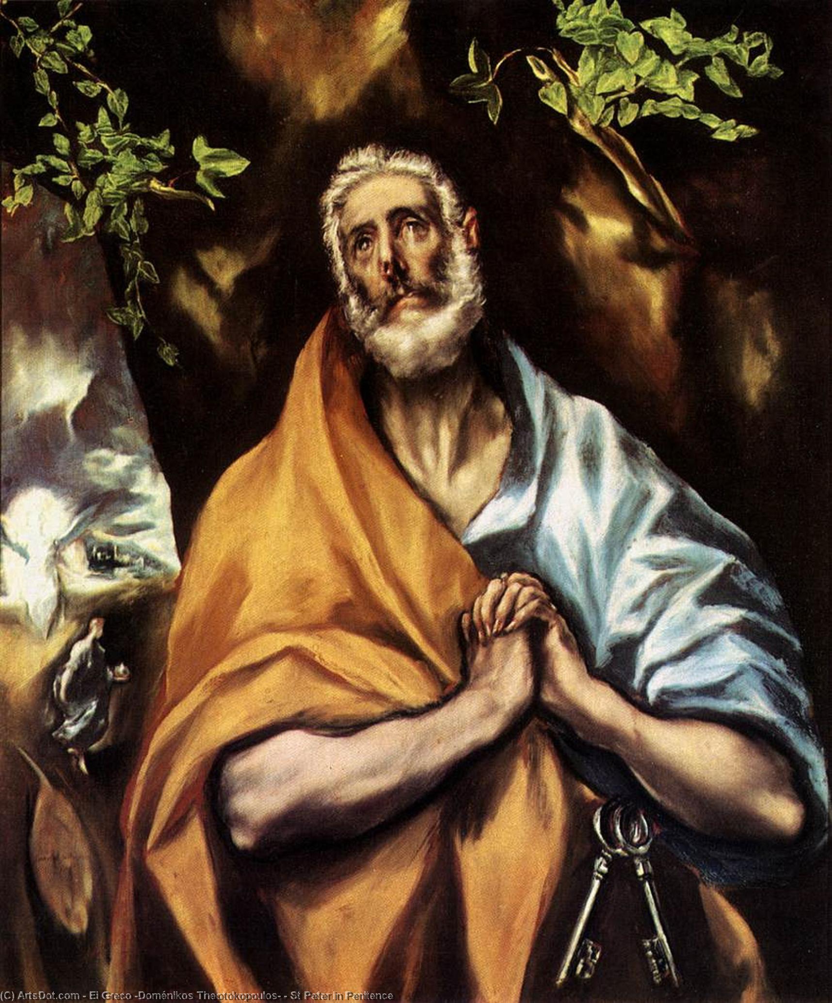 WikiOO.org - Енциклопедия за изящни изкуства - Живопис, Произведения на изкуството El Greco (Doménikos Theotokopoulos) - St Peter in Penitence