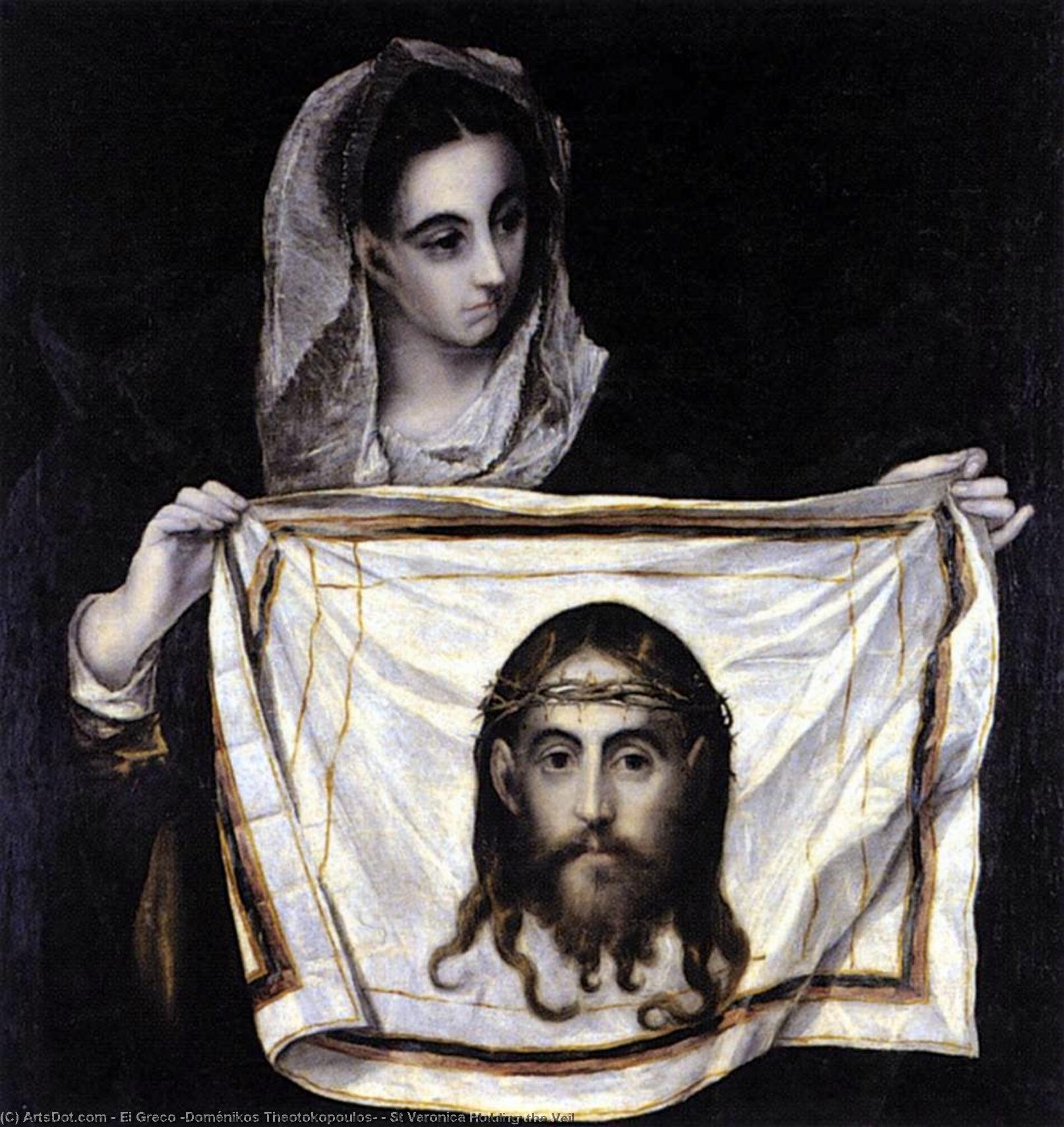 Wikioo.org - Die Enzyklopädie bildender Kunst - Malerei, Kunstwerk von El Greco (Doménikos Theotokopoulos) - St Veronica Halten der Veil