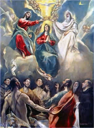 WikiOO.org - Encyclopedia of Fine Arts - Lukisan, Artwork El Greco (Doménikos Theotokopoulos) - The Coronation of the Virgin