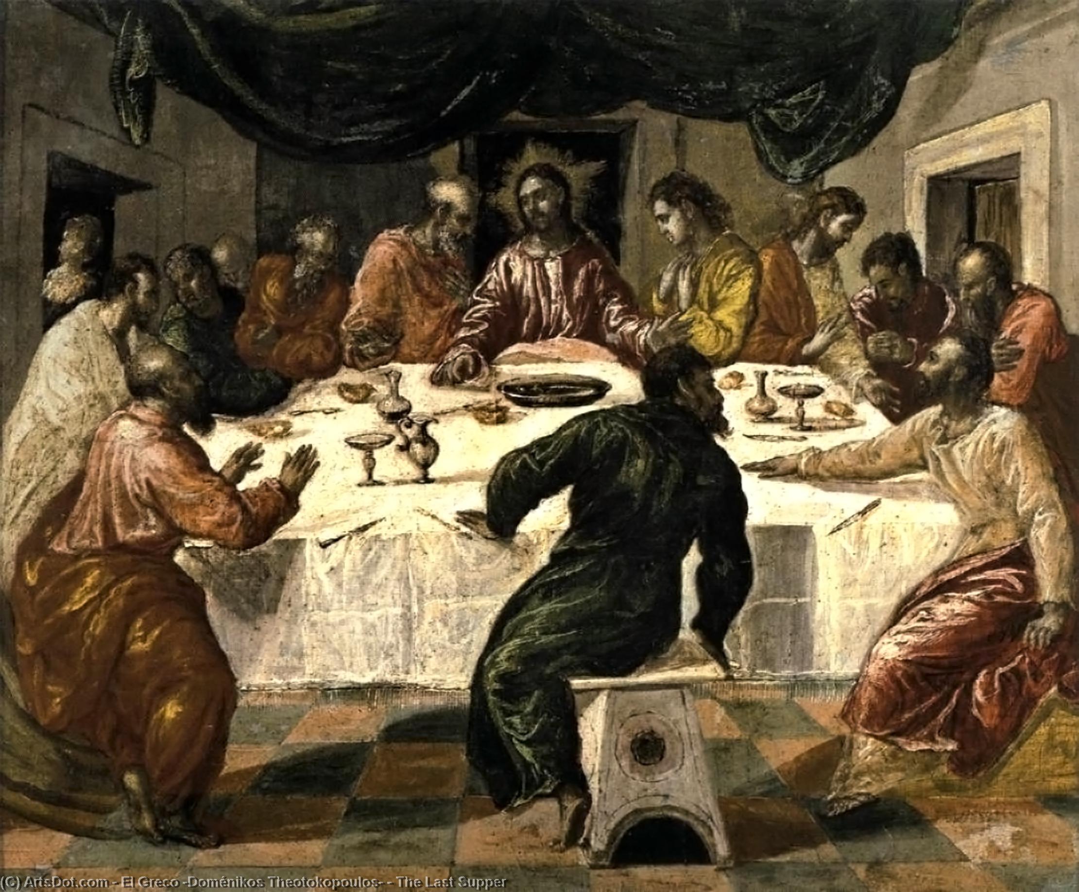 Wikioo.org – La Enciclopedia de las Bellas Artes - Pintura, Obras de arte de El Greco (Doménikos Theotokopoulos) - La última cena