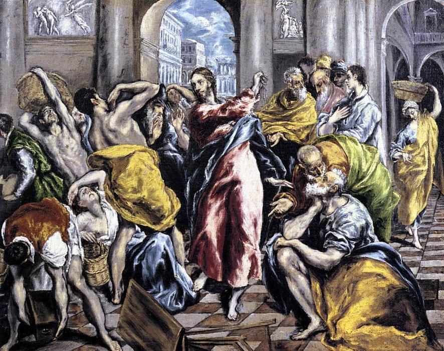Wikioo.org - Die Enzyklopädie bildender Kunst - Malerei, Kunstwerk von El Greco (Doménikos Theotokopoulos) - die reinigung von  der  Tempel  2