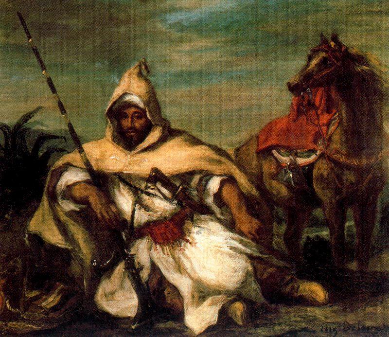 Wikioo.org - The Encyclopedia of Fine Arts - Painting, Artwork by Eugène Delacroix - A Moroccan from the Sultan's Guard