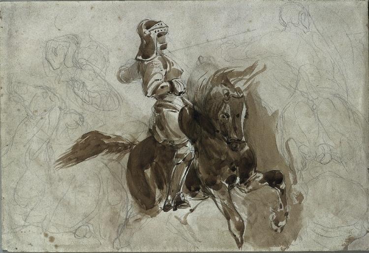 Wikioo.org - The Encyclopedia of Fine Arts - Painting, Artwork by Eugène Delacroix - Armored Figure on Horseback