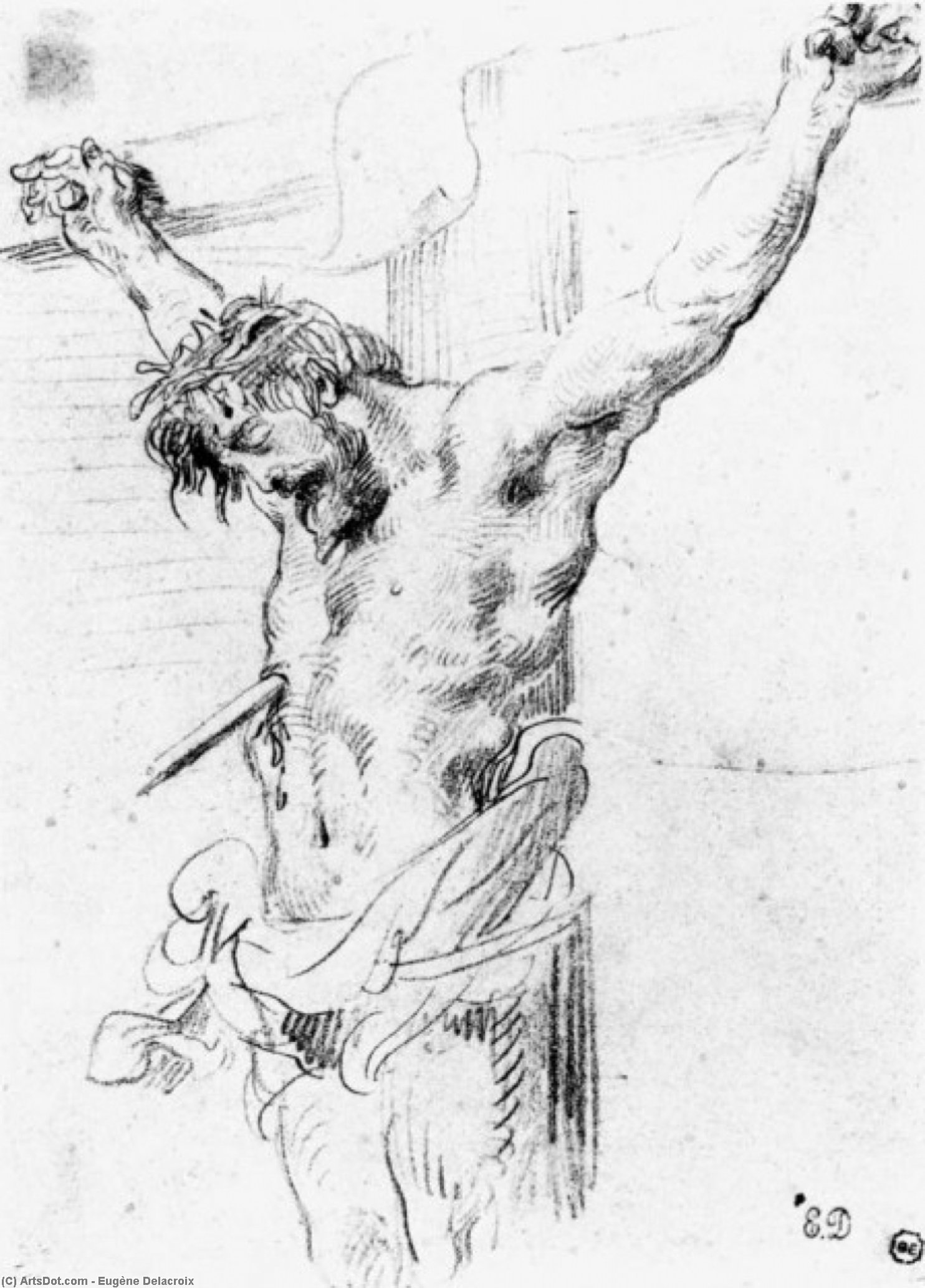 Wikioo.org - The Encyclopedia of Fine Arts - Painting, Artwork by Eugène Delacroix - Christ on the cross 1