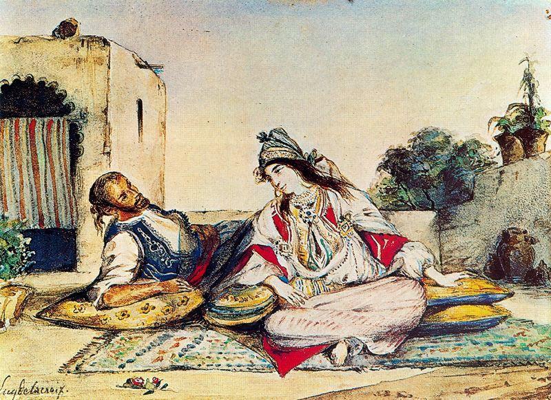 WikiOO.org - Encyclopedia of Fine Arts - Målning, konstverk Eugène Delacroix - Conversation mauresque