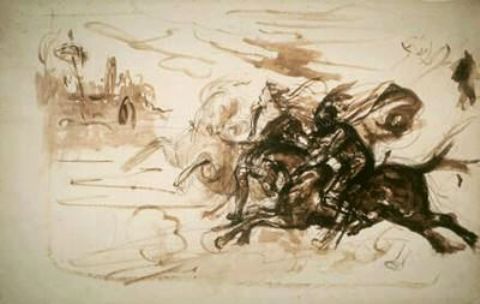 Wikoo.org - موسوعة الفنون الجميلة - اللوحة، العمل الفني Eugène Delacroix - Faust and Mephisto
