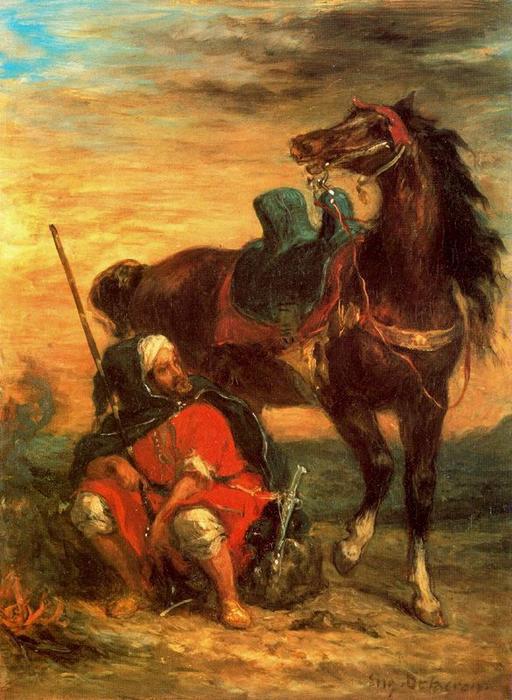 WikiOO.org - Encyclopedia of Fine Arts - Maleri, Artwork Eugène Delacroix - Jinete árabe