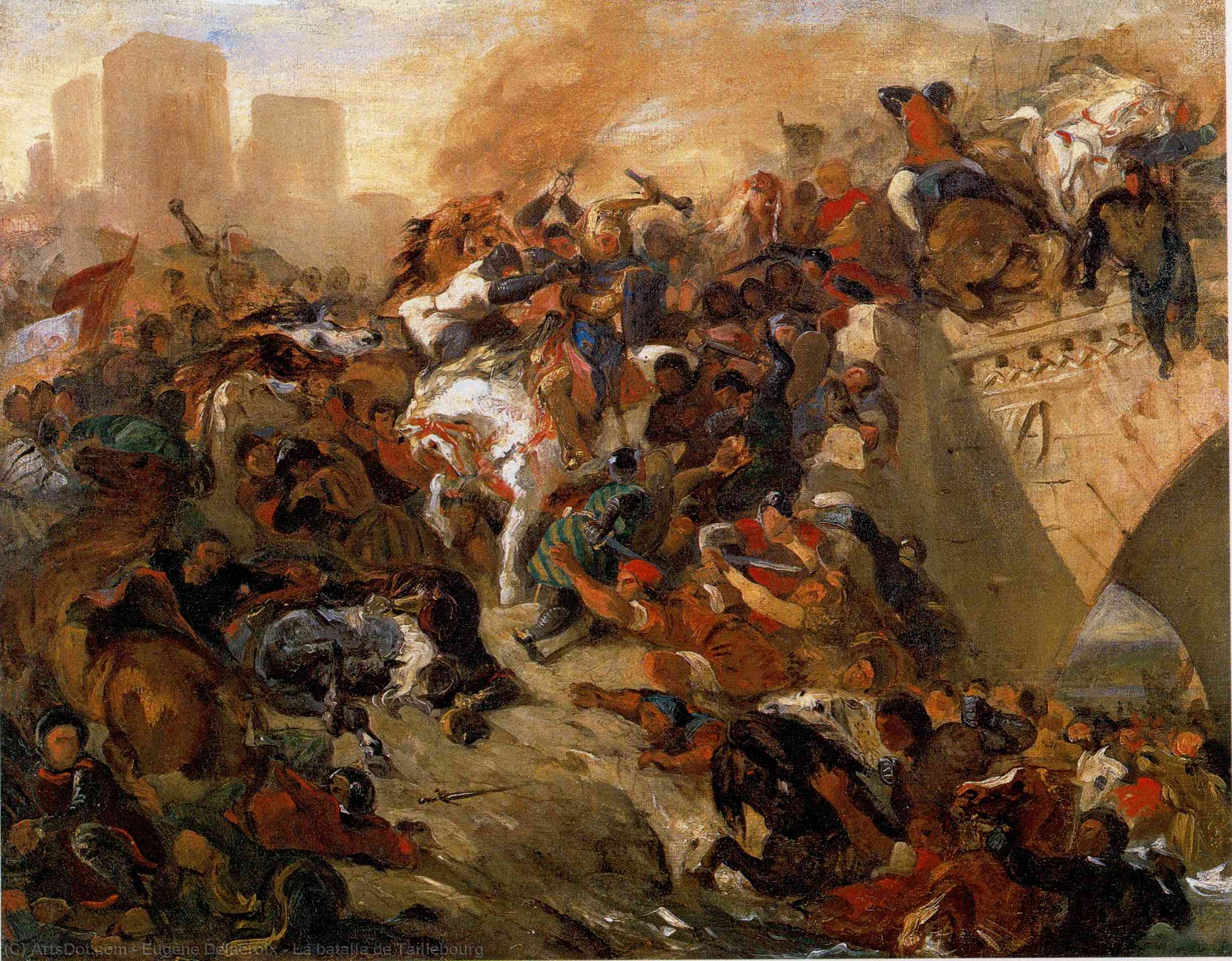 Wikioo.org – La Enciclopedia de las Bellas Artes - Pintura, Obras de arte de Eugène Delacroix - La batalla delaware Taillebourg