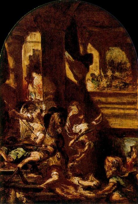 Wikioo.org - The Encyclopedia of Fine Arts - Painting, Artwork by Eugène Delacroix - La expulsión de Heliodoro del templo