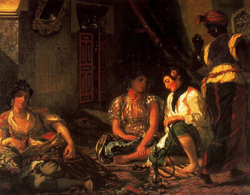 Wikoo.org - موسوعة الفنون الجميلة - اللوحة، العمل الفني Eugène Delacroix - Las mujeres de Argelia