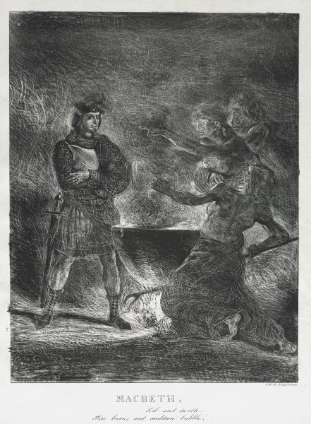 Wikioo.org - Bách khoa toàn thư về mỹ thuật - Vẽ tranh, Tác phẩm nghệ thuật Eugène Delacroix - Macbeth Consulting the Witches