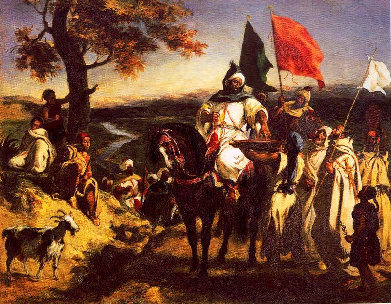 WikiOO.org - Enciklopedija dailės - Tapyba, meno kuriniai Eugène Delacroix - Moroccan Chieftain Receiving Tribute