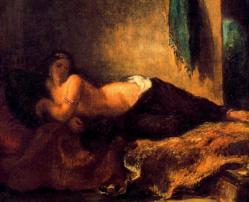 WikiOO.org - Encyclopedia of Fine Arts - Målning, konstverk Eugène Delacroix - Odalisque Lying on a Couch