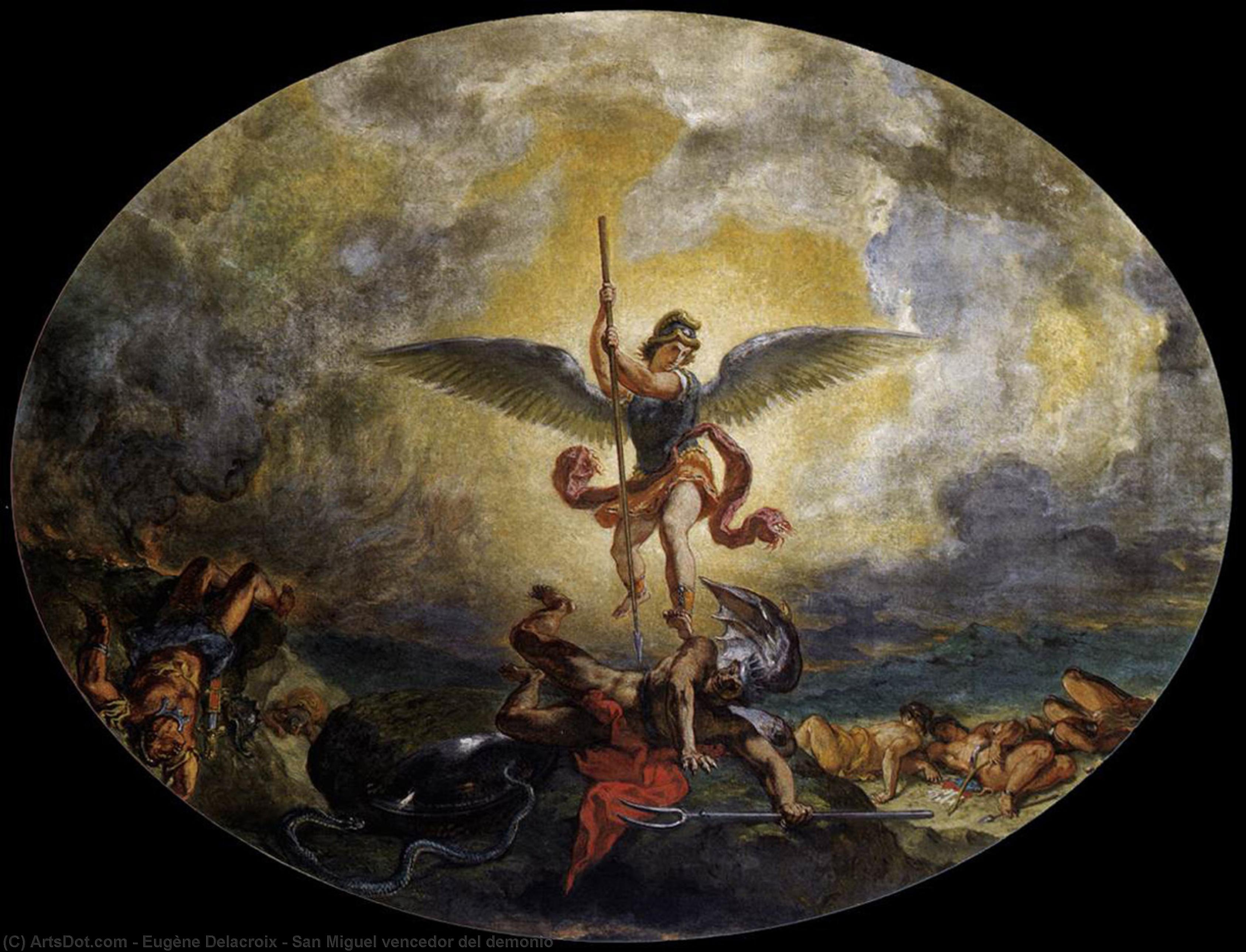 Wikioo.org – La Enciclopedia de las Bellas Artes - Pintura, Obras de arte de Eugène Delacroix - san miguel vencedor del demonio