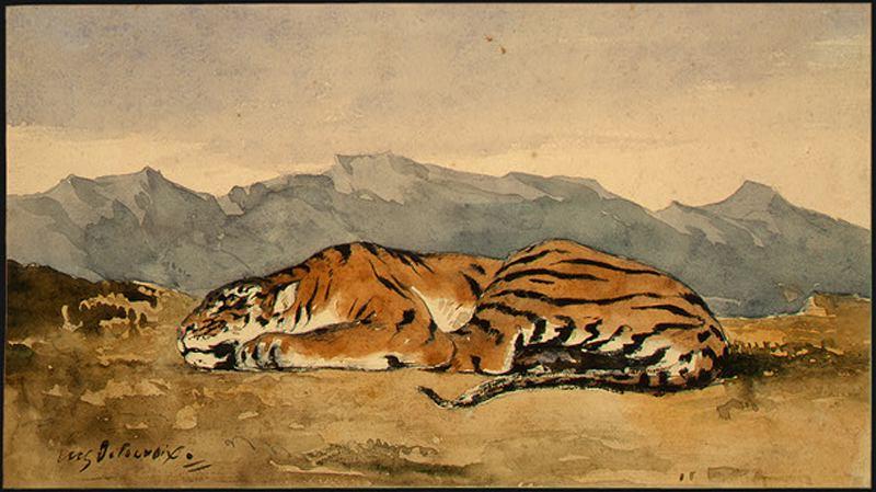 Wikoo.org - موسوعة الفنون الجميلة - اللوحة، العمل الفني Eugène Delacroix - Tiger
