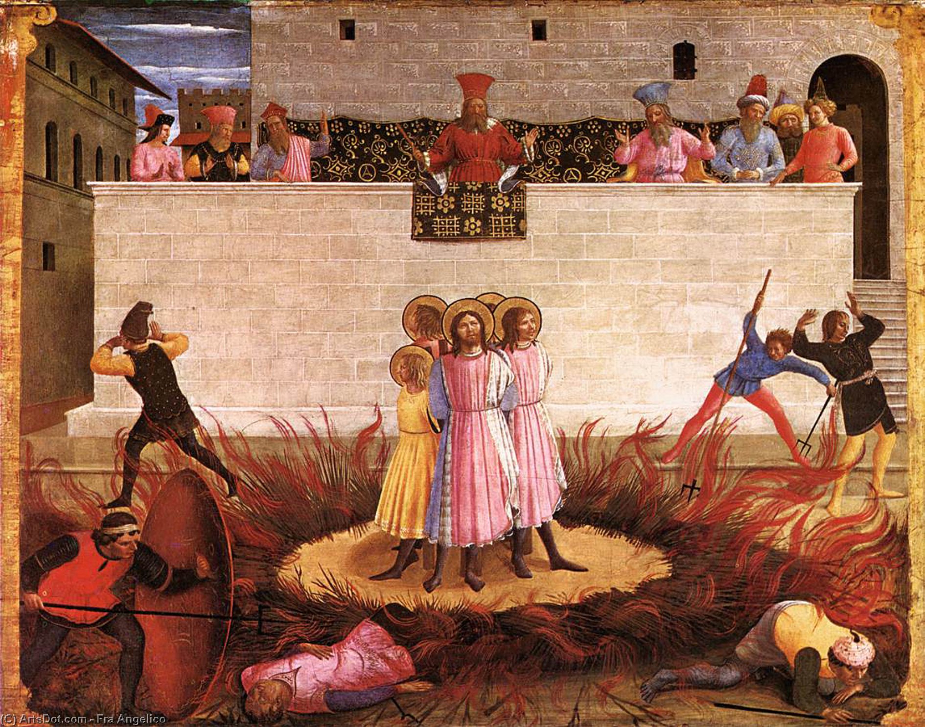 Wikioo.org - The Encyclopedia of Fine Arts - Painting, Artwork by Fra Angelico - Cosme y Damián ante la hogera 1