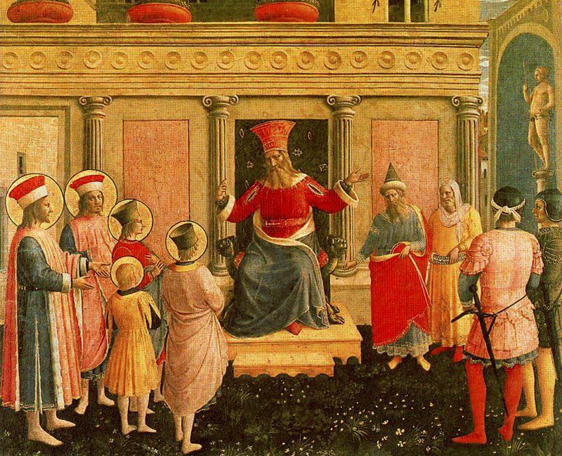 Wikioo.org – La Enciclopedia de las Bellas Artes - Pintura, Obras de arte de Fra Angelico - cosme y damián apuesta inicial Lisias 1