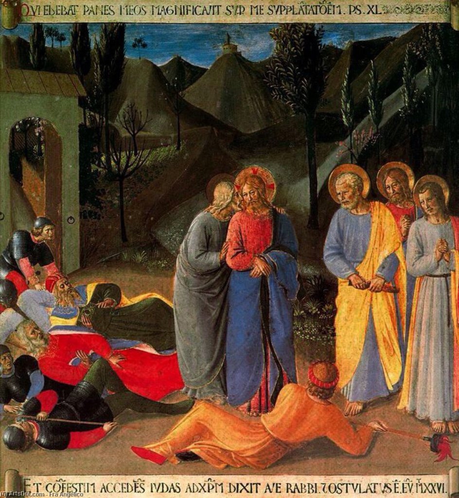 WikiOO.org - Encyclopedia of Fine Arts - Malba, Artwork Fra Angelico - El beso de Judas