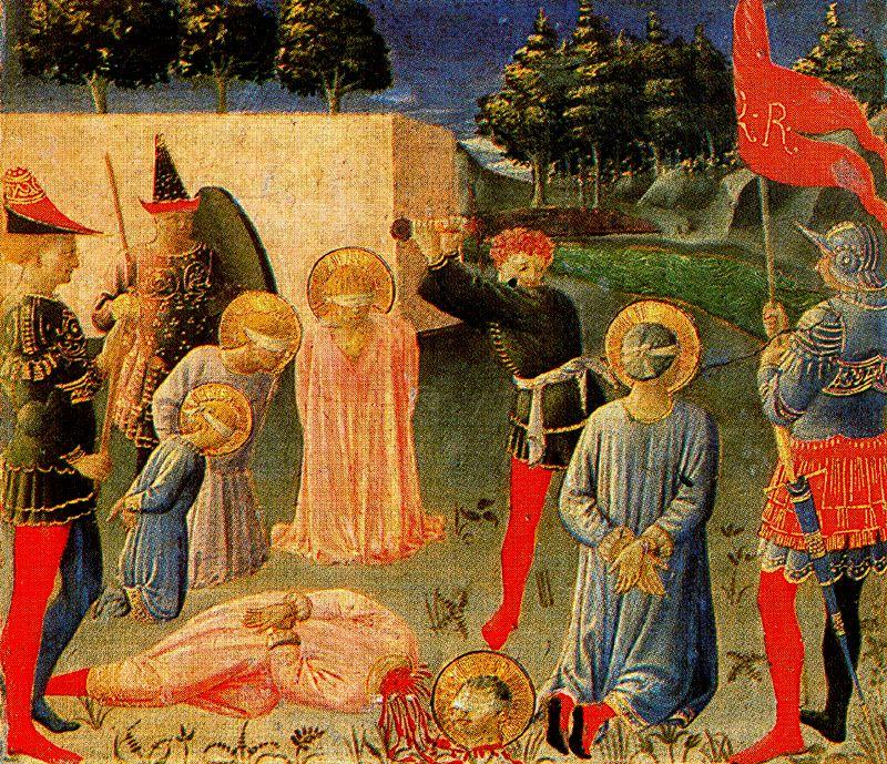 Wikioo.org - The Encyclopedia of Fine Arts - Painting, Artwork by Fra Angelico - La decapitación de Cosme y Damián 1