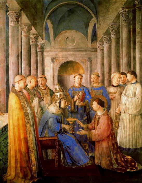 WikiOO.org - 백과 사전 - 회화, 삽화 Fra Angelico - La ordenación de San Lorenzo como diácono