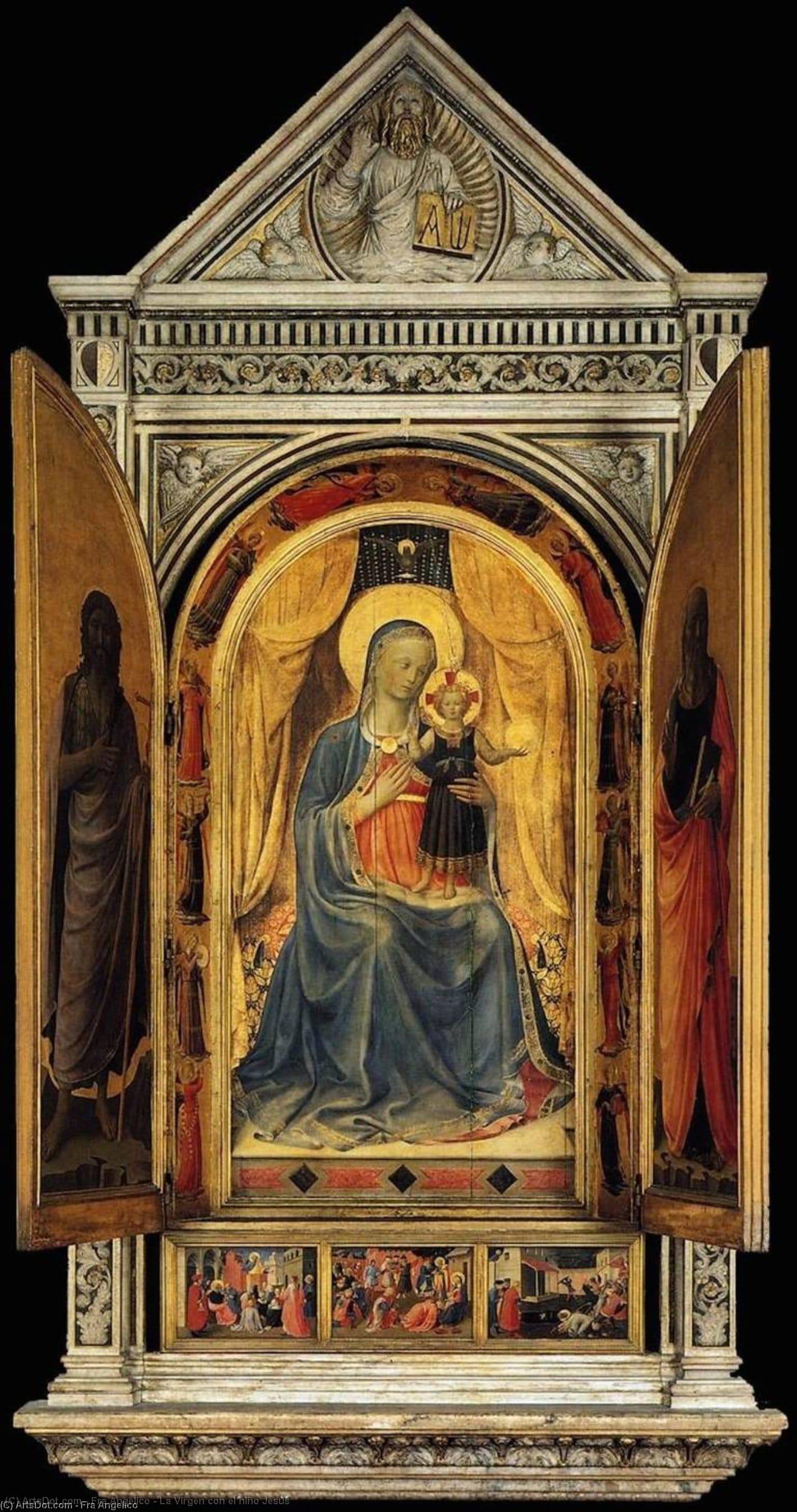 Wikioo.org – La Enciclopedia de las Bellas Artes - Pintura, Obras de arte de Fra Angelico - La Virgen estafa el niño Jesús