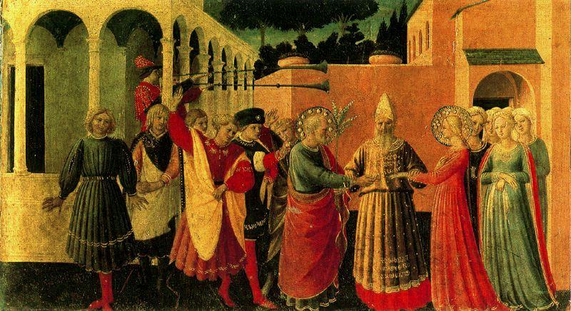 Wikioo.org - The Encyclopedia of Fine Arts - Painting, Artwork by Fra Angelico - Los desposorios de María 1