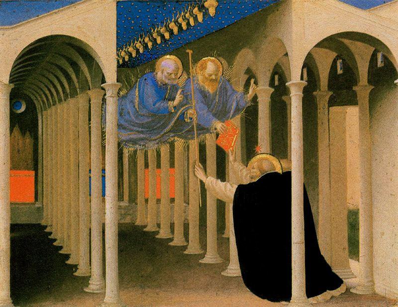 Wikioo.org - The Encyclopedia of Fine Arts - Painting, Artwork by Fra Angelico - St. Peter and St. Paul Appear to St. Dominic