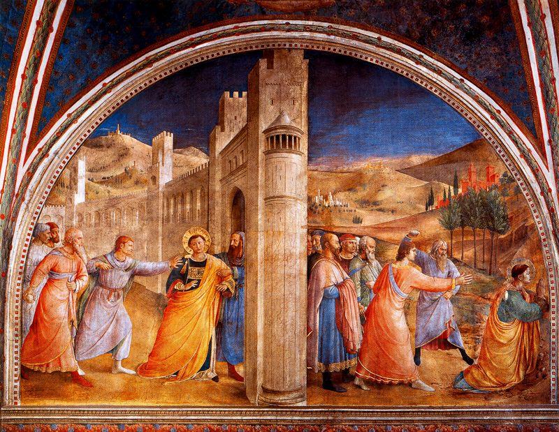 Wikioo.org – L'Enciclopedia delle Belle Arti - Pittura, Opere di Fra Angelico - il giudizio e le  Lapidazione  di  santo  Stefano