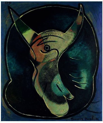 Wikoo.org - موسوعة الفنون الجميلة - اللوحة، العمل الفني Francis Picabia - Untitled (Tête)