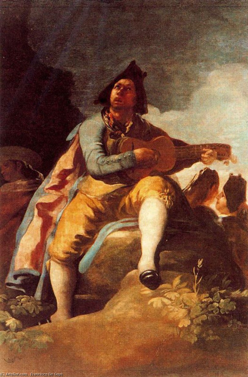 Wikioo.org - Bách khoa toàn thư về mỹ thuật - Vẽ tranh, Tác phẩm nghệ thuật Francisco De Goya - A Majo with a guitar