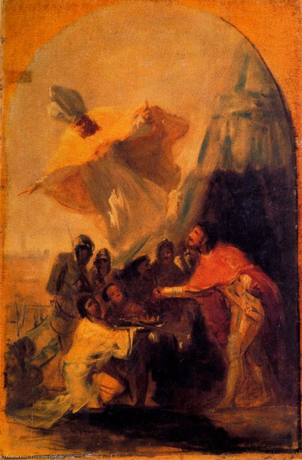 Wikioo.org - The Encyclopedia of Fine Arts - Painting, Artwork by Francisco De Goya - Appearance of St. Isidore in front of king Ferdinand