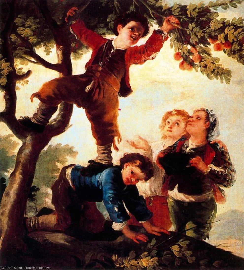 Wikoo.org - موسوعة الفنون الجميلة - اللوحة، العمل الفني Francisco De Goya - Boys picking fruit