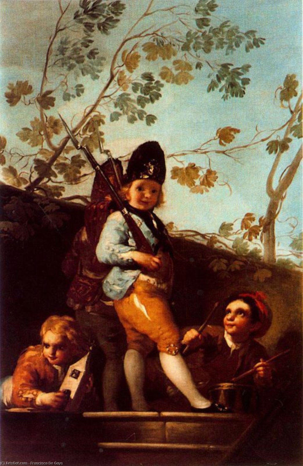 Wikioo.org - The Encyclopedia of Fine Arts - Painting, Artwork by Francisco De Goya - Boys playing soldiers