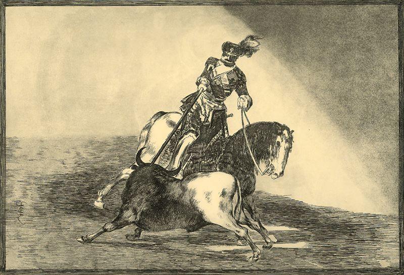 WikiOO.org - Enciklopedija likovnih umjetnosti - Slikarstvo, umjetnička djela Francisco De Goya - Carlos V lanceando un toro en la plaza de Valladolid