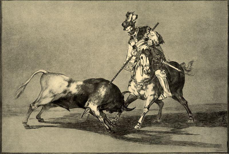 WikiOO.org - Enciklopedija likovnih umjetnosti - Slikarstvo, umjetnička djela Francisco De Goya - El Cid Campeador lanceando otro toro
