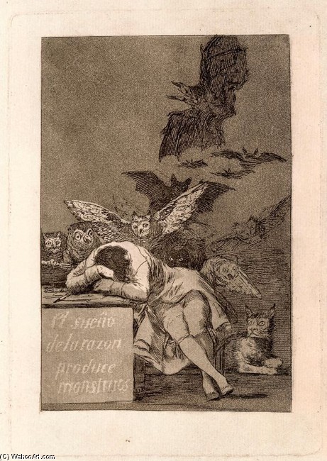 WikiOO.org - Енциклопедия за изящни изкуства - Живопис, Произведения на изкуството Francisco De Goya - El sueño de la razon produce monstruos