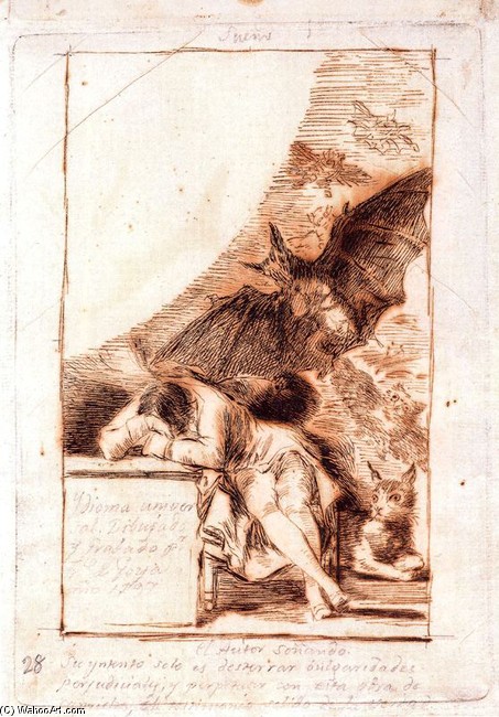 WikiOO.org - Enciclopedia of Fine Arts - Pictura, lucrări de artă Francisco De Goya - El sueño de la razón produce monstruos