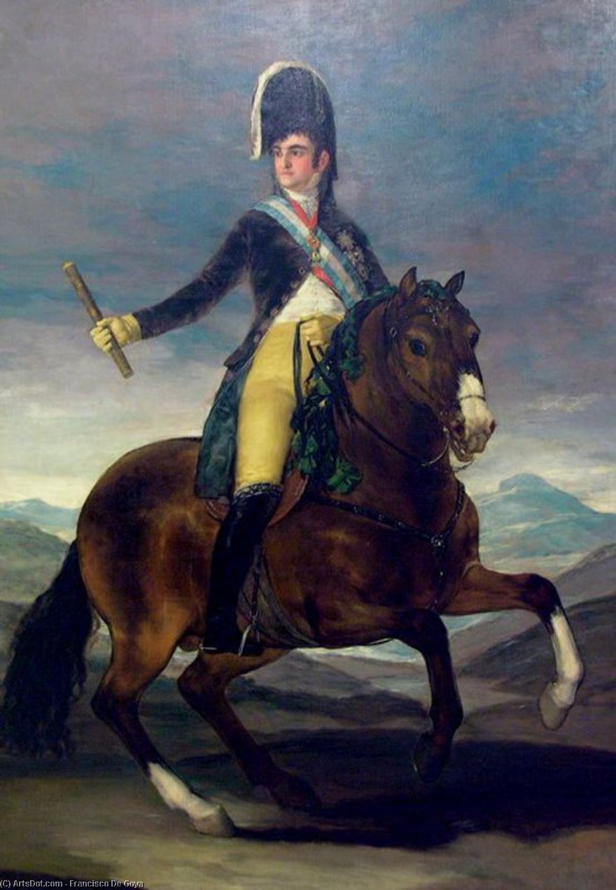 Wikioo.org - สารานุกรมวิจิตรศิลป์ - จิตรกรรม Francisco De Goya - Fernando VII on horseback