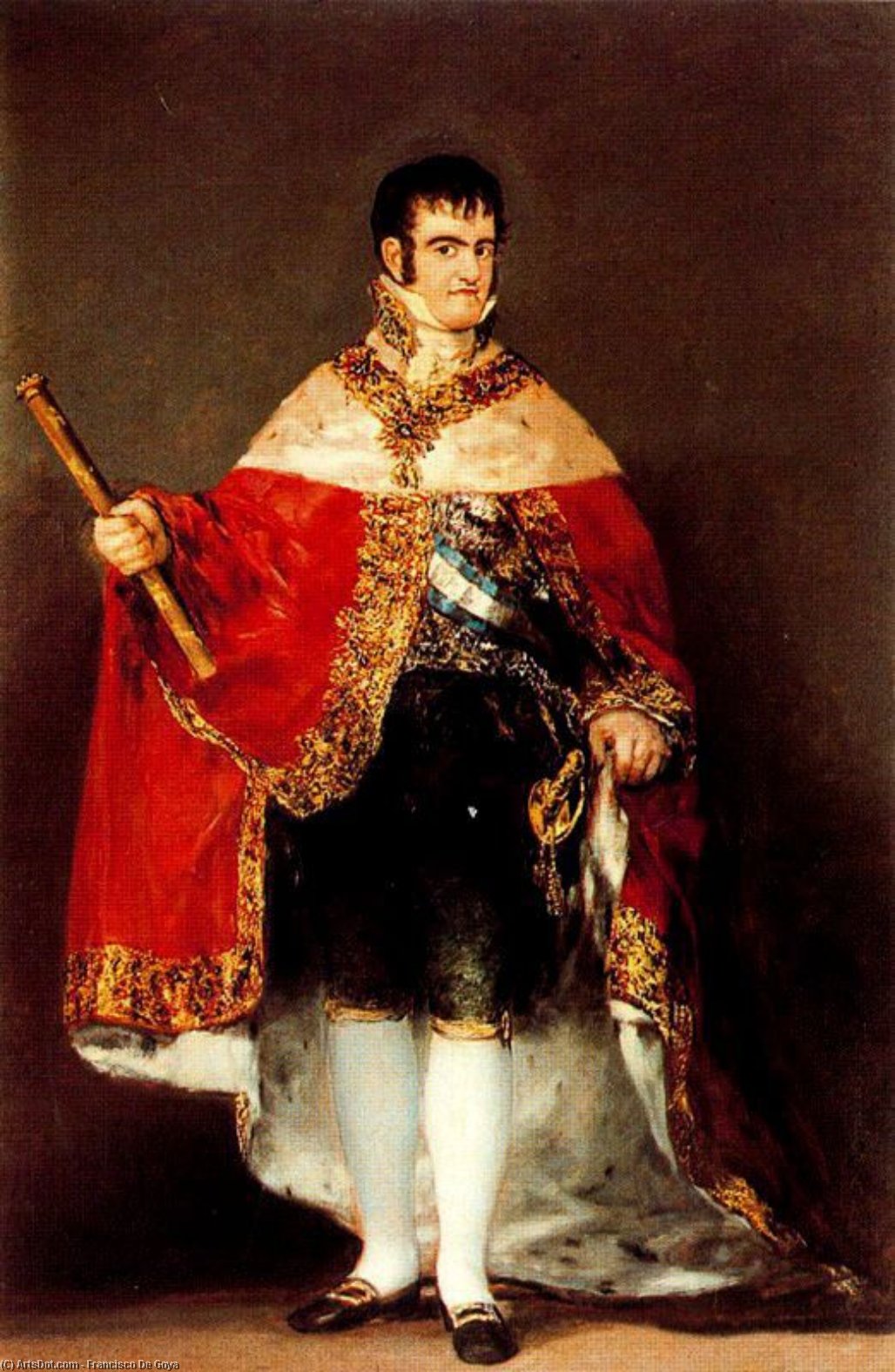 Wikioo.org - The Encyclopedia of Fine Arts - Painting, Artwork by Francisco De Goya - Fernando VII with royal mantle
