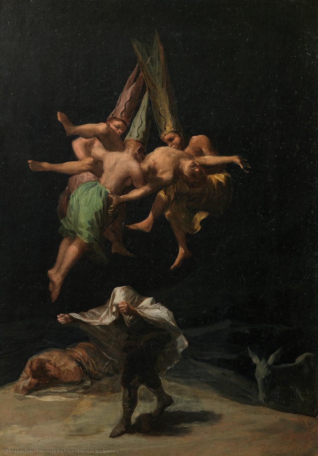 Wikioo.org - The Encyclopedia of Fine Arts - Painting, Artwork by Francisco De Goya - Flight of the witches