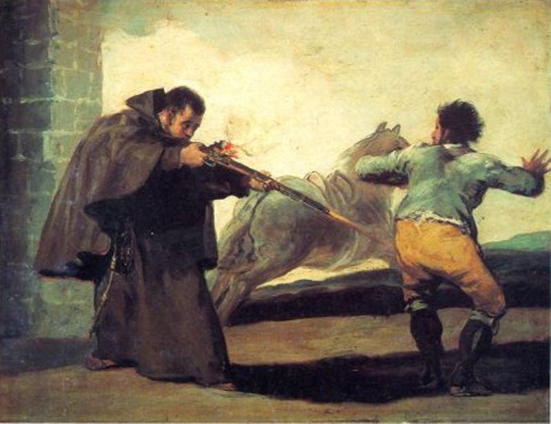 Wikioo.org - The Encyclopedia of Fine Arts - Painting, Artwork by Francisco De Goya - Friar Pedro shoots the ''Maragato''