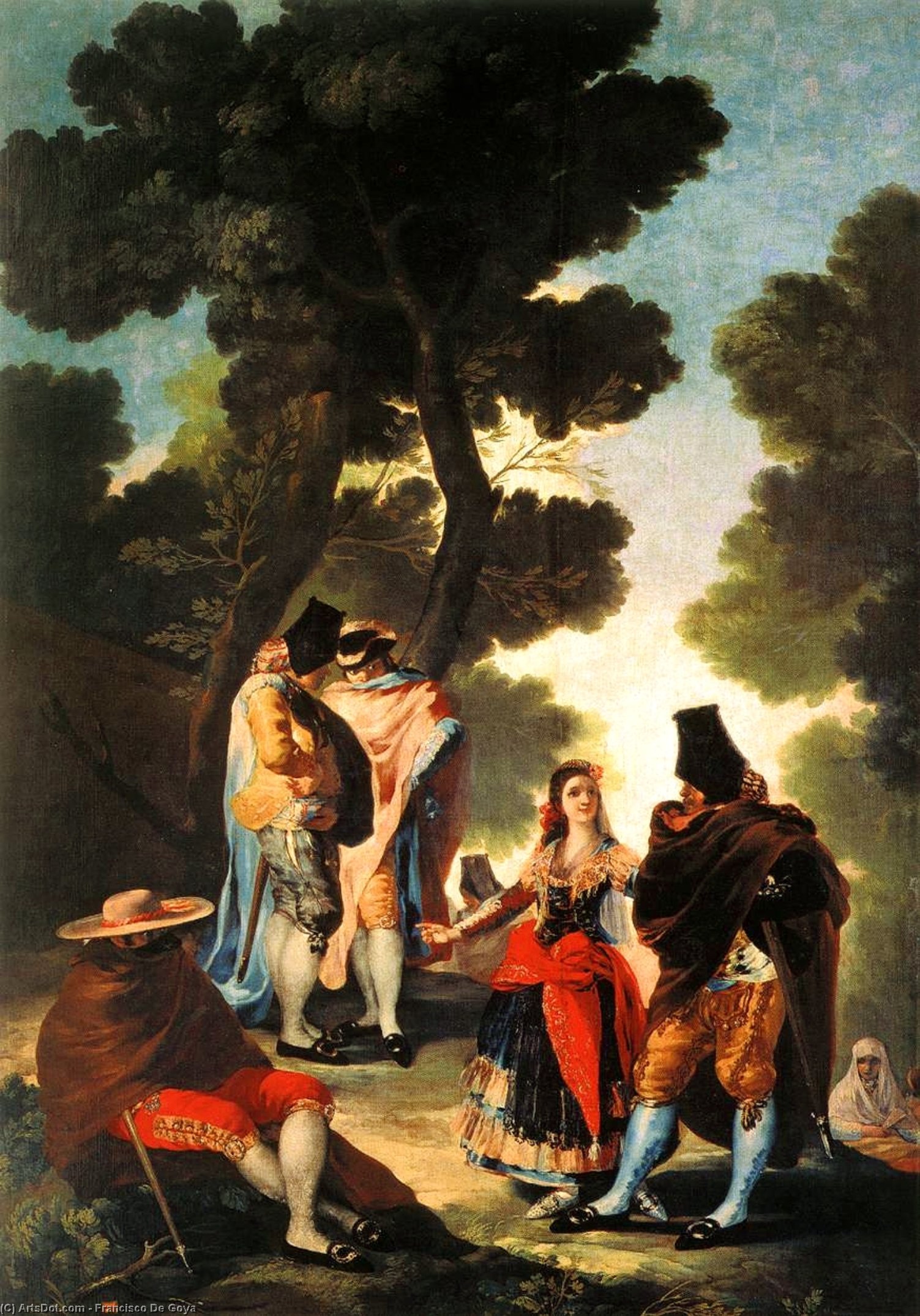 Wikioo.org – La Enciclopedia de las Bellas Artes - Pintura, Obras de arte de Francisco De Goya - La maja y los embozados