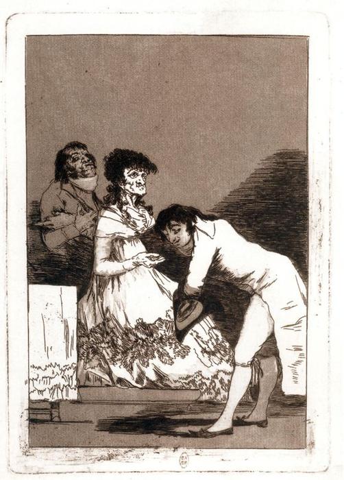 WikiOO.org - Güzel Sanatlar Ansiklopedisi - Resim, Resimler Francisco De Goya - La vieja y el galán