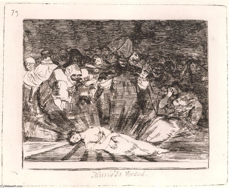 Wikioo.org - The Encyclopedia of Fine Arts - Painting, Artwork by Francisco De Goya - Murió la Verdad