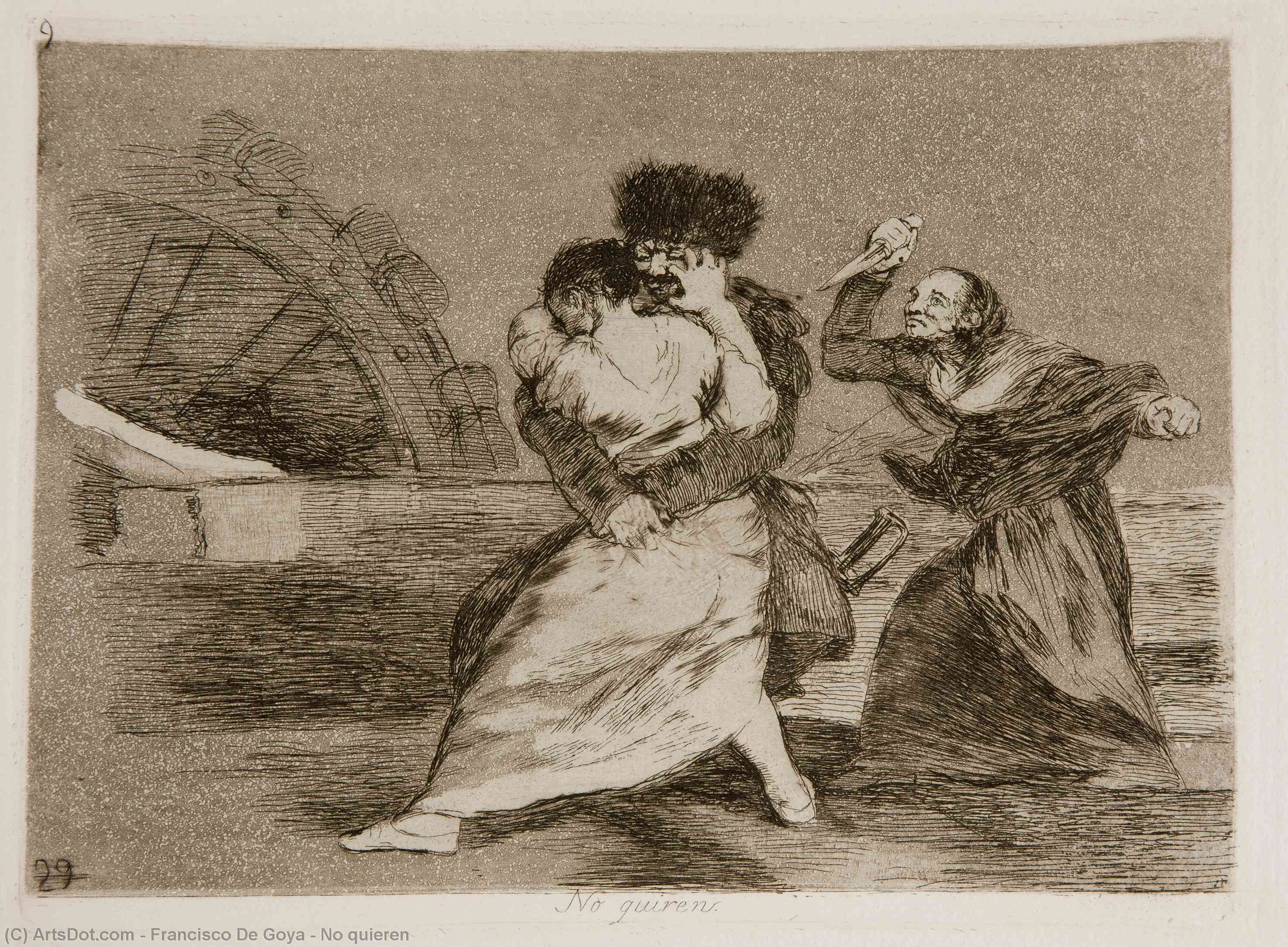 Wikioo.org – La Enciclopedia de las Bellas Artes - Pintura, Obras de arte de Francisco De Goya - No quieren