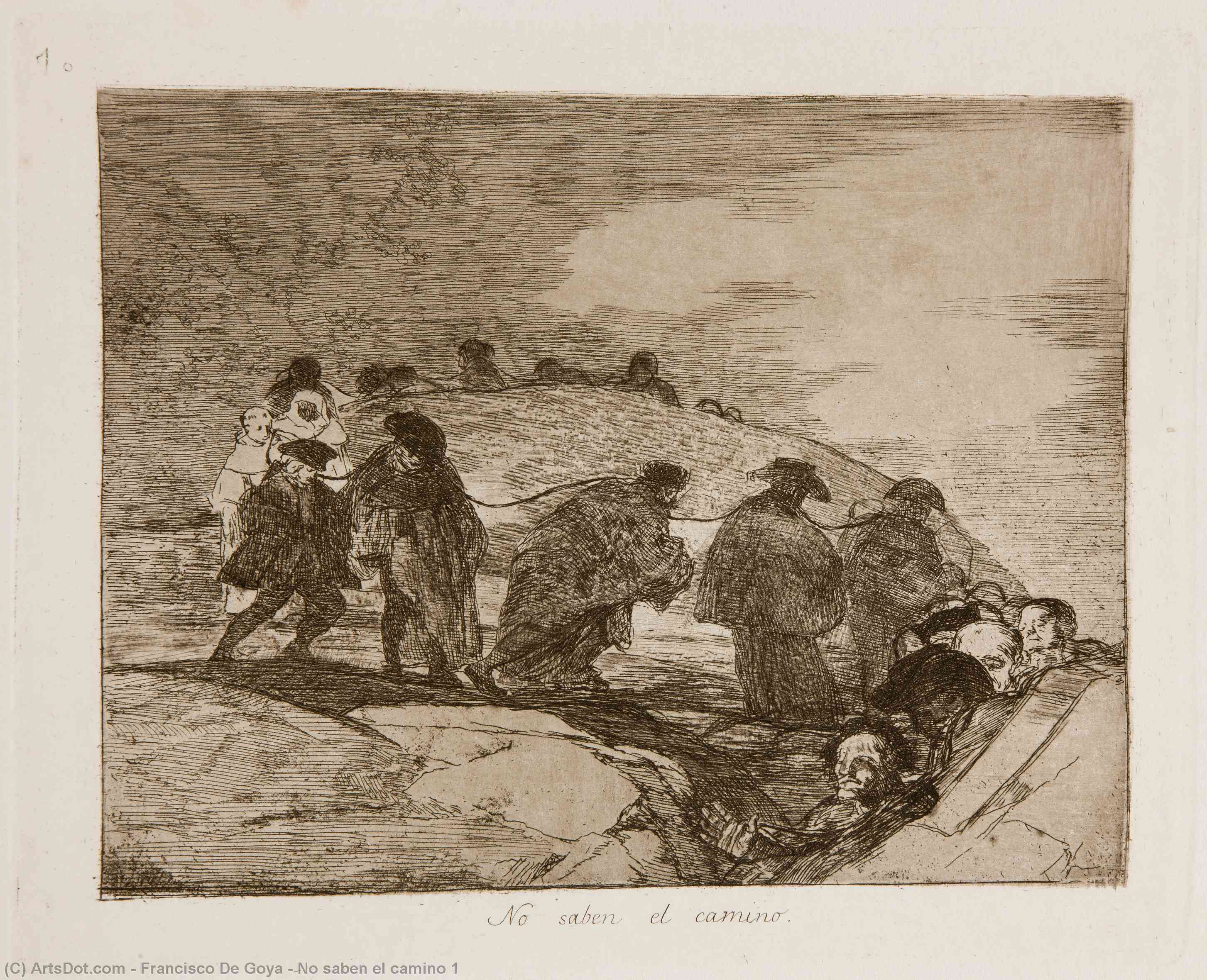 Wikioo.org - Encyklopedia Sztuk Pięknych - Malarstwo, Grafika Francisco De Goya - No saben el camino 1