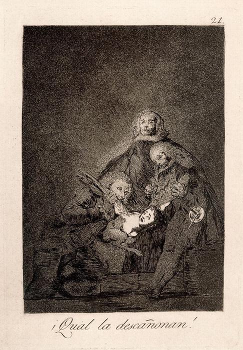 Wikioo.org - The Encyclopedia of Fine Arts - Painting, Artwork by Francisco De Goya - Qual la descañonan (Look how they pluck her!) 2