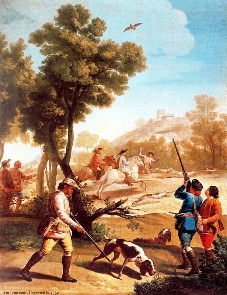Wikioo.org - Encyklopedia Sztuk Pięknych - Malarstwo, Grafika Francisco De Goya - The hunting party