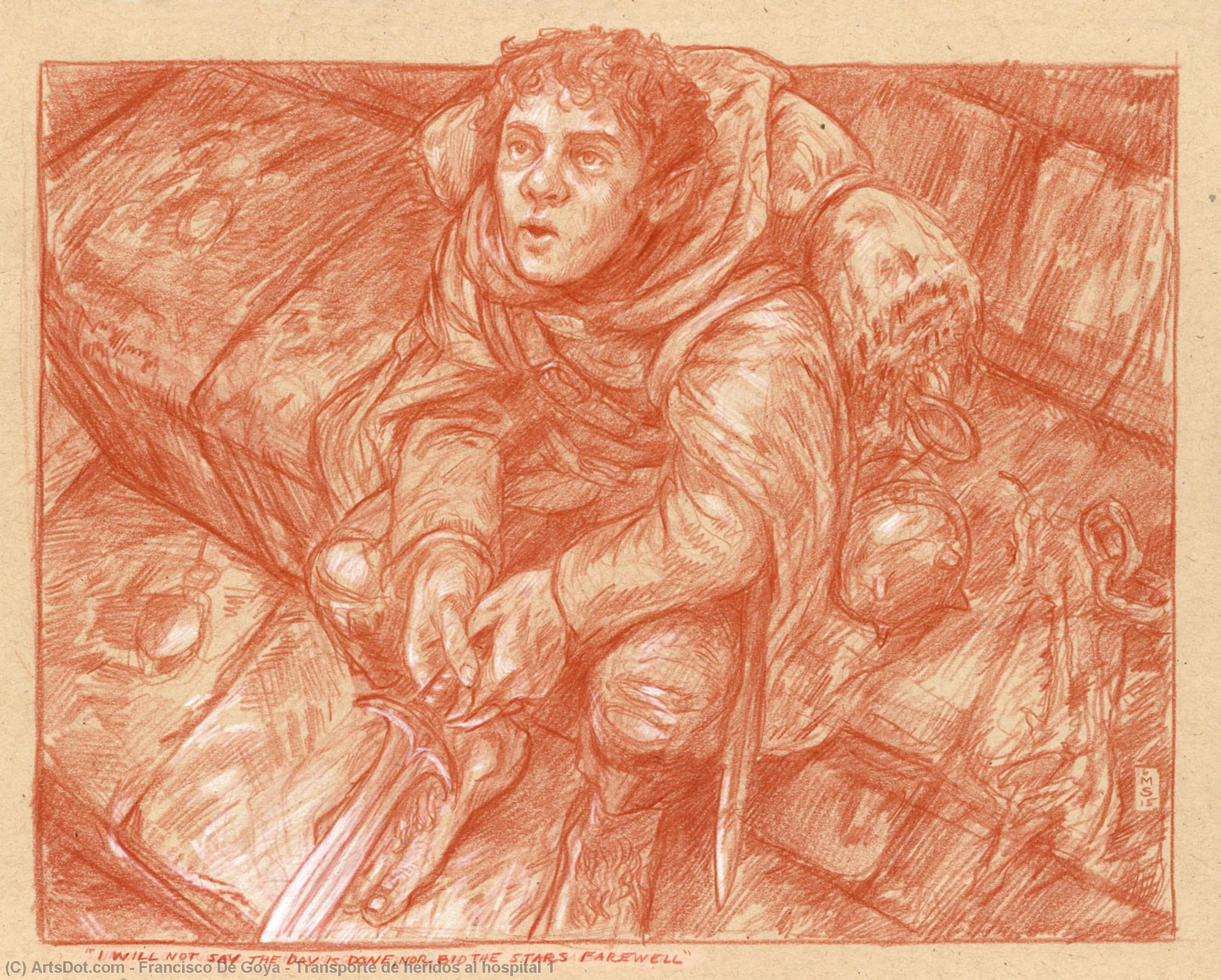 WikiOO.org - Enciklopedija dailės - Tapyba, meno kuriniai Francisco De Goya - Transporte de heridos al hospital 1