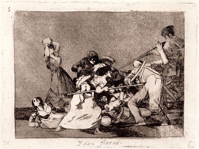 Wikioo.org - The Encyclopedia of Fine Arts - Painting, Artwork by Francisco De Goya - Y son fieras